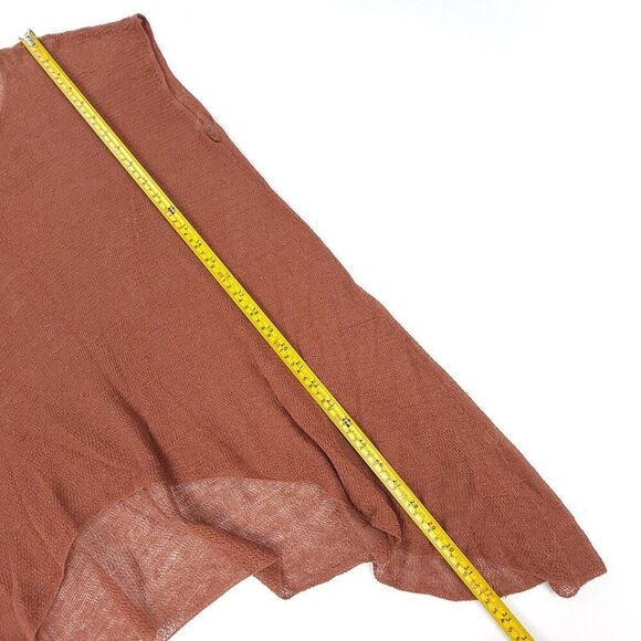EILEEN FISHER Sheer Linen Asymmetrical Tunic Lagenlook Sweater Top Medium Brown - Picture 5 of 6